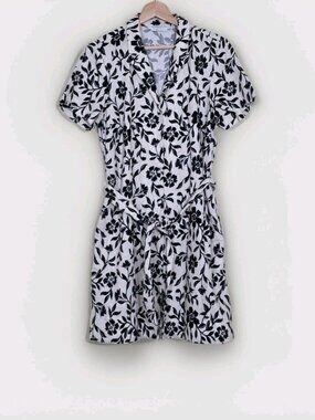Simons Contemporaine Organic Linen Blend Floral XS Shirt Dress Belt Button Front
